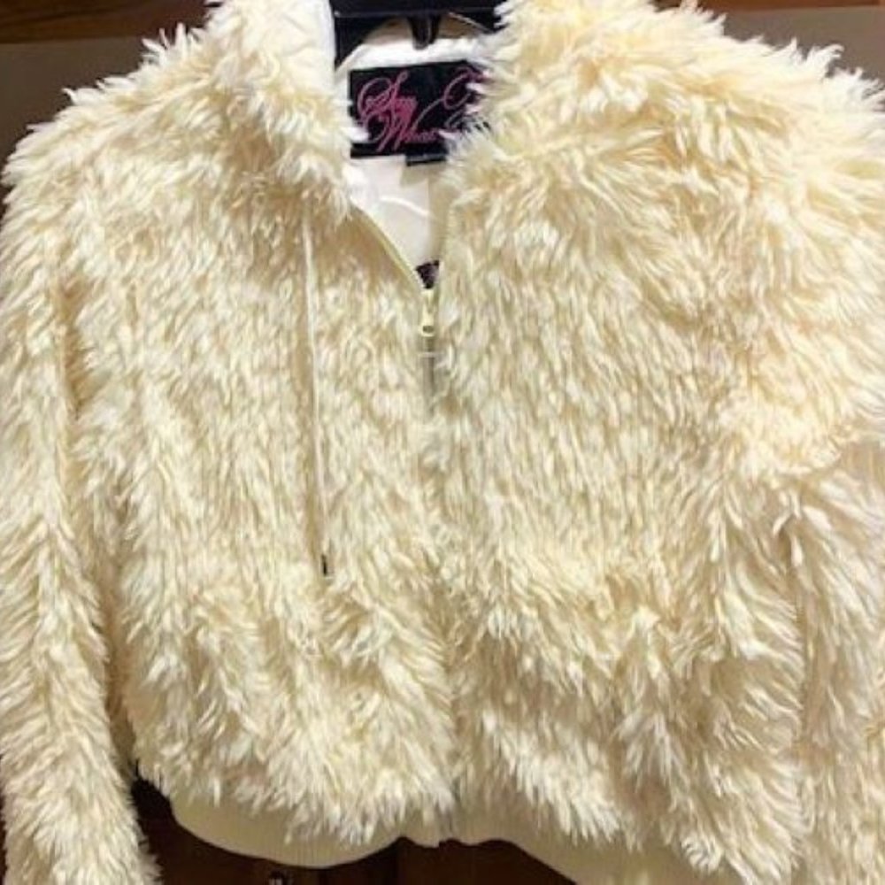 Faux Fur Cropped Hooded Women's Jacket